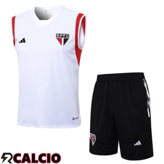 Canotta Calcio Sao Paulo FC + Pantaloncini Bianco 2023/2024  Canotta Calcio Sao Paulo FC + Pantaloncini Bianco 2023/2024