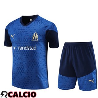 T Shirt Allenamento Marsiglia OM + Pantaloncini Blu Reale 2023/2024  T Shirt Allenamento Marsiglia OM + Pantaloncini Blu Reale 2023/2024