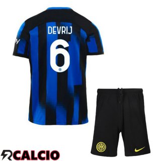 Prima Maglia Inter Milan (DE VRIJ 6) Bambino Blu 2023/2024