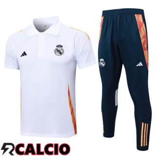 Insieme Polo Real Madrid + Pantaloni Bianco 2024/2025  Insieme Polo Real Madrid + Pantaloni Bianco 2024/2025