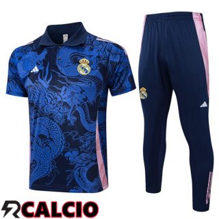 Insieme Polo Real Madrid + Pantaloni Blu Reale 2024/2025  Insieme Polo Real Madrid + Pantaloni Blu Reale 2024/2025