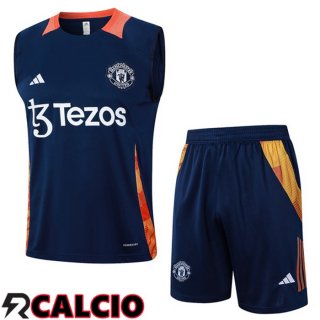 Canotta Allenamento Manchester United + Pantaloncini Blu Reale 2024/2025