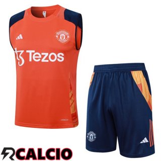 Canotta Allenamento Manchester United + Pantaloncini Arancia 2024/2025