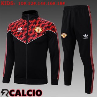 Insieme Tuta Calcio - Giacca Manchester United Bambino Rosso Nero 2025/2026