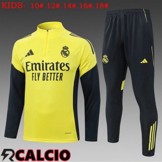 Insieme Tuta Calcio Real Madrid Bambino Giallo 2025/2026  Insieme Tuta Calcio Real Madrid Bambino Giallo 2025/2026