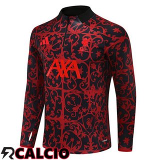 Felpa Allenamento FC Liverpool Nero Rosso 2025/2026  Felpa Allenamento FC Liverpool Nero Rosso 2025/2026