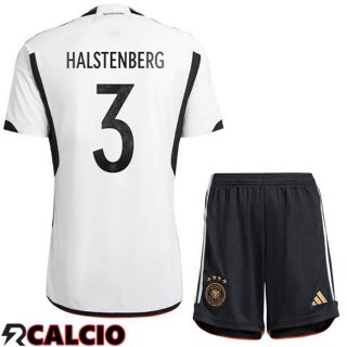Prima Maglia Germania (HALSTENBERG 3) Bambino Nero Bianco Coppa del Mondo 2022