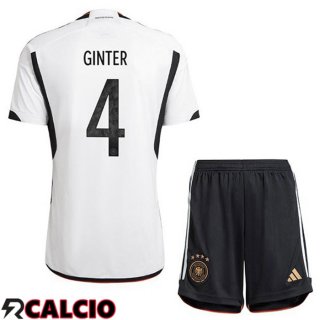 Prima Maglia Germania (GINTER 4) Bambino Nero Bianco Coppa del Mondo 2022
