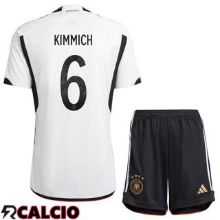 Prima Maglia Germania (KIMMICH 6) Bambino Nero Bianco Coppa del Mondo 2022