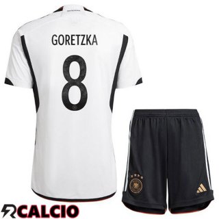 Prima Maglia Germania (GORETZKA 8) Bambino Nero Bianco Coppa del Mondo 2022