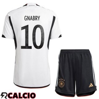 Prima Maglia Germania (GNABRY 10) Bambino Nero Bianco Coppa del Mondo 2022