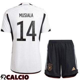 Prima Maglia Germania (MUSIALA 14) Bambino Nero Bianco Coppa del Mondo 2022