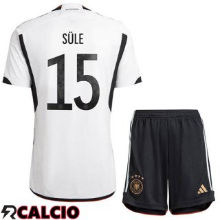 Prima Maglia Germania (SULE 15) Bambino Nero Bianco Coppa del Mondo 2022