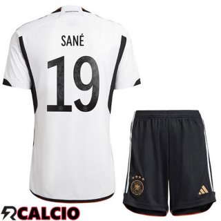 Prima Maglia Germania (SANÉ 19) Bambino Nero Bianco Coppa del Mondo 2022