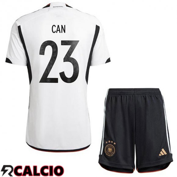 Prima Maglia Germania (CAN 23) Bambino Nero Bianco Coppa del Mondo 2022