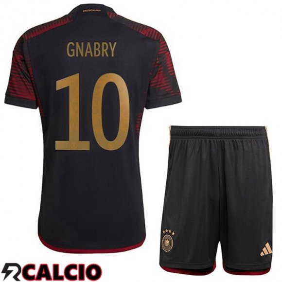 Seconda Maglia Germania (GNABRY 10) Bambino Nero Coppa del Mondo 2022