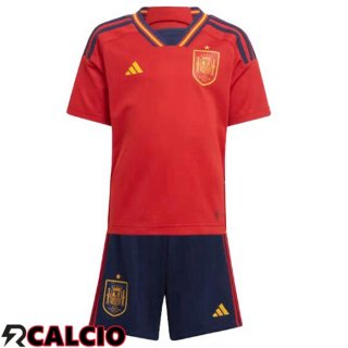 Prima Maglia Spagna Bambino Rosso Coppa del Mondo 2022
