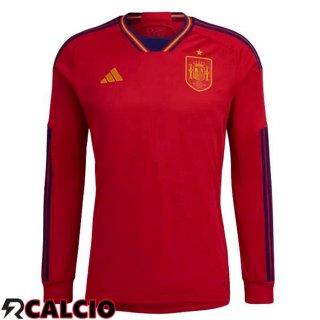 Prima Maglia Spagna Manica Lunga Rosso Coppa del Mondo 2022