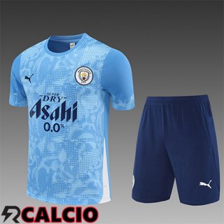 Insieme T Shirt Allenamento Manchester City Bambino Blu 2025/2026
