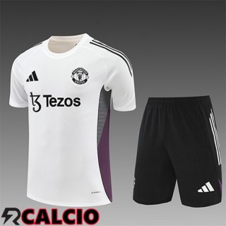 Insieme T Shirt Allenamento Manchester United Bambino Bianco/Grigio/Viola 2025/2026