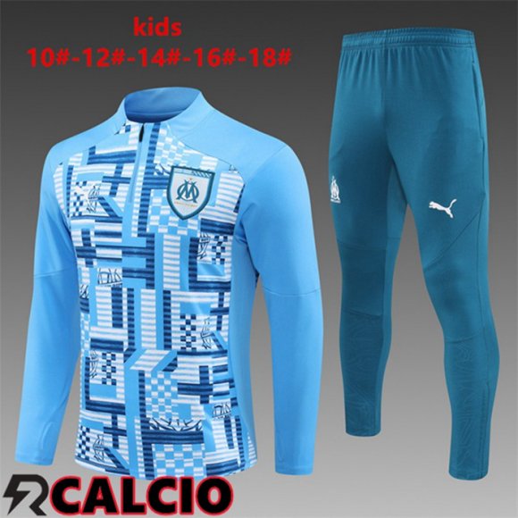 Insieme Tuta Calcio Marsiglia OM Bambino Blu 2024/2025  Insieme Tuta Calcio Marsiglia OM Bambino Blu 2024/2025
