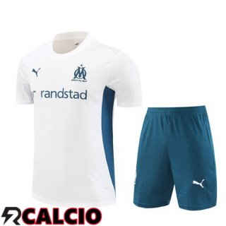 Insieme T Shirt Allenamento Marsiglia OM + Pantaloncini Bianco 2024/2025