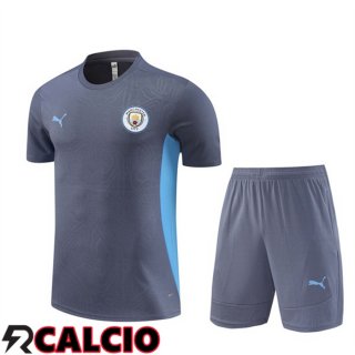 Insieme T Shirt Allenamento Manchester City + Pantaloncini Grigio 2024/2025