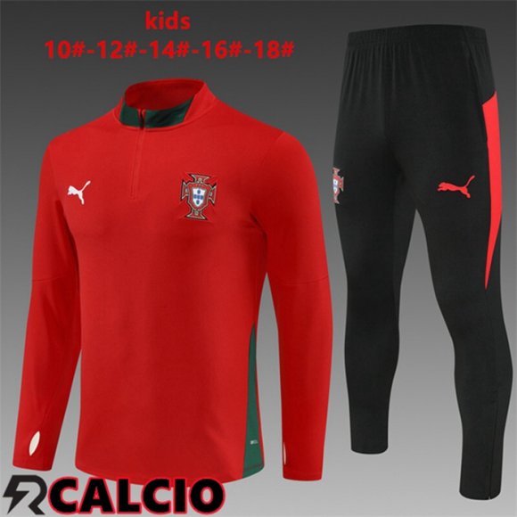 Insieme Tuta Calcio Portogallo Bambino Rosso 2025/2026  Insieme Tuta Calcio Portogallo Bambino Rosso 2025/2026