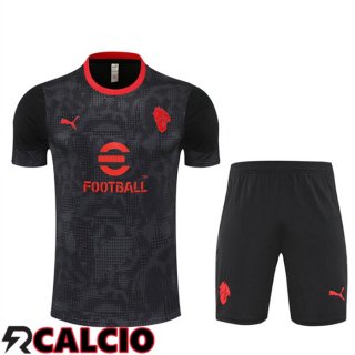 Insieme T Shirt Allenamento AC Milan + Pantaloncini Nero 2025/2026  Insieme T Shirt Allenamento AC Milan + Pantaloncini Nero 2025/2026