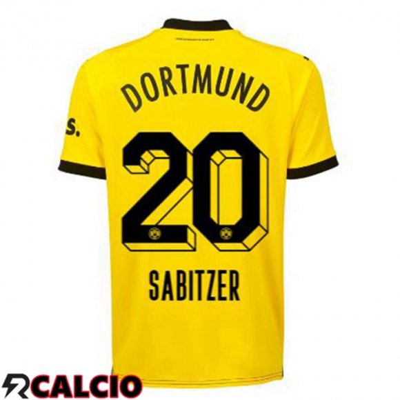 Prima Maglia Dortmund BVB (Sabitzer 20) Giallo Nero 2023/2024  Prima Maglia Dortmund BVB (Sabitzer 20) Giallo Nero 2023/2024