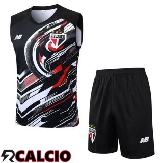 Canotta Allenamento Sao Paulo FC + Pantaloncini Nero 2025/2026  Canotta Allenamento Sao Paulo FC + Pantaloncini Nero 2025/2026