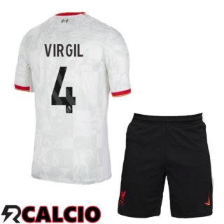 Terza Maglia FC Liverpool (VIRGIL 4) Bambino Bianco 2024/2025