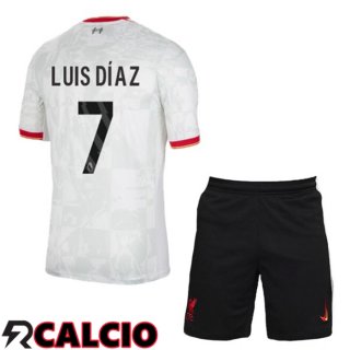 Terza Maglia FC Liverpool (LUIS DÍAZ 7) Bambino Bianco 2024/2025