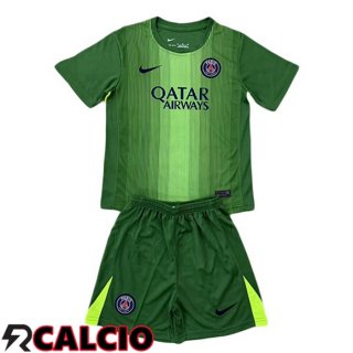 Maglia Paris PSG Bambino Portiere Verde 2025/2026  Maglia Paris PSG Bambino Portiere Verde 2025/2026
