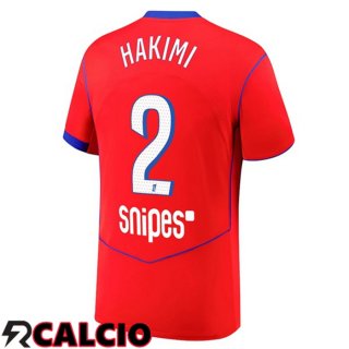Terza Maglia Paris PSG (Hakimi 2) Rosso 2025/2026  Terza Maglia Paris PSG (Hakimi 2) Rosso 2025/2026
