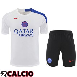 Insieme T Shirt Allenamento Paris PSG + Pantaloncini Bianco 2025/2026