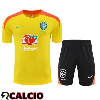 Insieme T Shirt Allenamento Brasile + Pantaloncini Giallo 2025/2026
