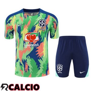 Insieme T Shirt Allenamento Brasile + Pantaloncini Verde 2025/2026