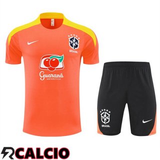 Insieme T Shirt Allenamento Brasile + Pantaloncini Arancia 2025/2026