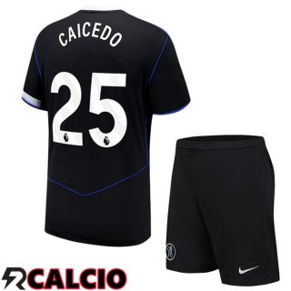 Terza Maglia FC Chelsea (Caicedo 25) Bambino Nero 2025/2026  Terza Maglia FC Chelsea (Caicedo 25) Bambino Nero 2025/2026