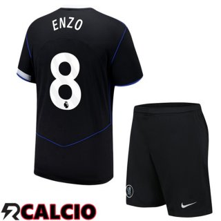 Terza Maglia FC Chelsea (Enzo 8) Bambino Nero 2025/2026  Terza Maglia FC Chelsea (Enzo 8) Bambino Nero 2025/2026