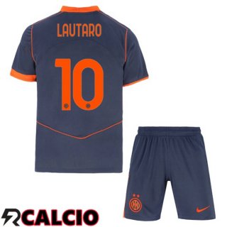 Terza Maglia Inter Milan (LAUTARO 10) Bambino Grigio 2025/2026  Terza Maglia Inter Milan (LAUTARO 10) Bambino Grigio 2025/2026