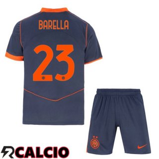 Terza Maglia Inter Milan (BARELLA 23) Bambino Grigio 2025/2026  Terza Maglia Inter Milan (BARELLA 23) Bambino Grigio 2025/2026