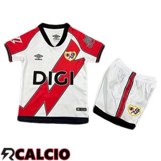 Prima Maglia Rayo Vallecano Bambino Rosso Bianco 2025/2026  Prima Maglia Rayo Vallecano Bambino Rosso Bianco 2025/2026