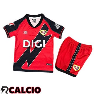 Seconda Maglia Rayo Vallecano Bambino Rosso Nero 2025/2026  Seconda Maglia Rayo Vallecano Bambino Rosso Nero 2025/2026