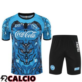 Insieme T Shirt Allenamento SSC Napoli + Pantaloncini Blu 2025/2026  Insieme T Shirt Allenamento SSC Napoli + Pantaloncini Blu 2025/2026