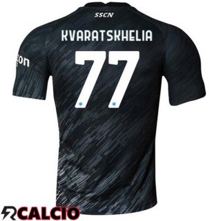 Terza Maglia SSC Napoli (Kvaratskhelia 77) Nero 2022/2023