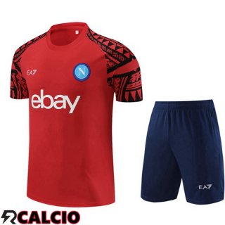 T Shirt Allenamento SSC Napoli + Pantaloncini Rosso 2023/2024  T Shirt Allenamento SSC Napoli + Pantaloncini Rosso 2023/2024