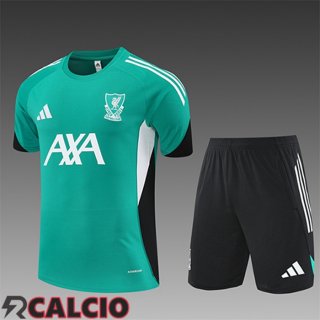 Insieme T Shirt Allenamento FC Liverpool Bambino Verde/Bianco/Nero 2025/2026  Insieme T Shirt Allenamento FC Liverpool Bambino Verde/Bianco/Nero 2025/2026