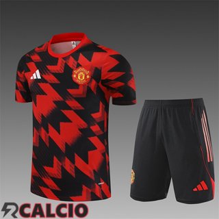 Insieme T Shirt Allenamento Manchester United Bambino Rosso/Nero 2025/2026